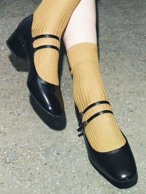 Zara Black Patent Mary Jane Block Heel Double Straps Y2K Cottagecore Gothic Retr